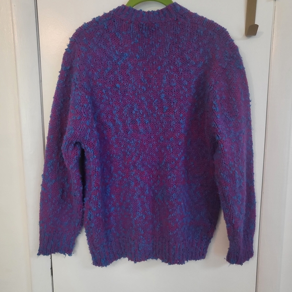 Vintage Vibrant Purple and Blue Women's Boucle Cardigan - Picture 6 of 8